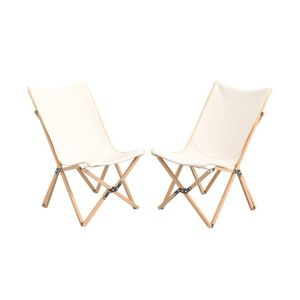 Set di 2 Sedie da Esterno in Bambù Rustico con Tasca Portaoggetti per Campeggio, Pesca, Giardino e Pranzo - Product Image 1