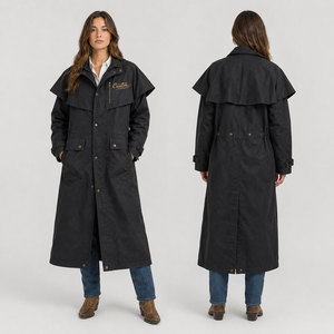 Women Long Oilskin Duster <b>Jacket</b> Heavy Duty Waterproof <b>Western</b> Ranch Workwear Outdoor Riding Trench Coat Custom - Product Image 3