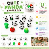 Set Penghapus Promosi Panda Lucu dan Modis, Penghapus Karet Mini Kawaii, Alat Tulis Bertema Hewan Kreatif untuk Anak-Anak, Mainan Sekolah