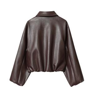 Nueva Chaqueta de Otoño/Invierno Unisex con Cuello Mao, Cierre de Cremallera, Diseño Sólido, Manga Corta, Cuero Genuino y Lona, Resistente al Viento y con Capucha - Product Image 4