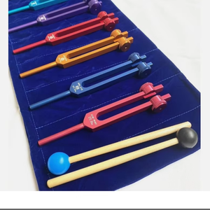 Ensemble de diapasons chakra pour la guérison, 7 chakras et 1 but d'âme, lestés et colorés - Product Image 1