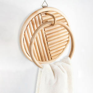 <b>Cheap</b> Price Round Wall Mounted Bathroom Decor Accessories Hand Towel Rack Shelf Sets Rattan Holder Rack for Towels - Product Image 3