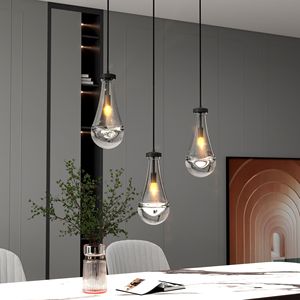 Lampadario Moderno a Goccia Nera, Lampada a Sospensione per Isola Cucina e Sala da Pranzo, Lampadario a Goccia - Product Image 6
