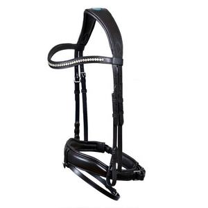 Brida de cuero de caballo con banda anatómica para la nariz y diseño personalizado de banda de cejas de cristal colorido - Product Image 1