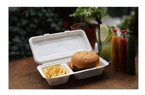 Wholesale 9 X 6 Sugarcane Bagasse Clamshell <b>Lunch</b> <b>Box</b> Lid Compostable Biodegradable <b>Disposable</b> Container for Restaurant Wedding - Product Image 5