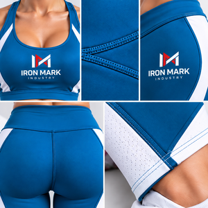 IRON MARK INDUSTRY Women's Yoga Set 2-Piece High Waist <b>Crop</b> Top <b>Leggings</b> Color Blocking Breathable Quick Dry Spandex/Polyester - Product Image 6