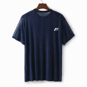 Camisetas de malla brillante al por mayor para hombre, cuello redondo, manga corta, estilo urbano Y2K, proveedor estadounidense, logotipo personalizado al por mayor - Product Image 3