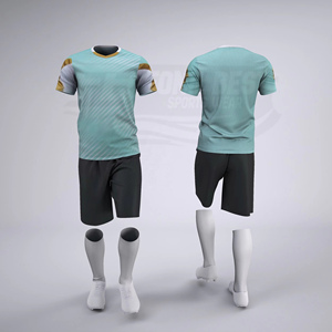 Conjunto de Camiseta de Fútbol con Cuello en V para Hombre, Degradado Azul, Manga Corta, Poliéster que Absorbe la Humedad, Ajuste Atlético para Todas las Temporadas - Product Image 6