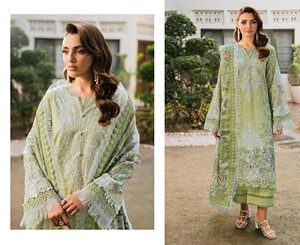Pure Cotton Salwar Kameez Midi Length Heavy Patch Embroidery for <b>Party</b> Wedding Diwali & <b>Prom</b> - Product Image 2