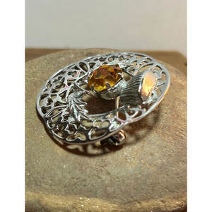 Broche de Plata de Ley con Topacio Naranja Escocés, Joyería Vintage, Regalo de Cumpleaños, Navidad, Aniversario, Escocia, Irlanda - Product Image 2