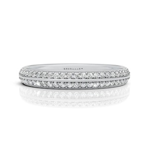 Bague Cocktail de Luxe pour Homme en Argent Sterling Plaqué Rhodium avec Moissanite, Sertie de Deux Rangs Parallèles de Moissanite - Product Image 2
