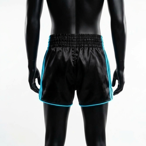 Shorts de Muay Thai Zee Good pour hommes, vert et blanc, à rayures brodées, en satin respirant, taille haute élastique, avec poches - Product Image 6