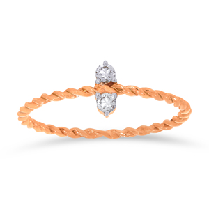 Anillo de Oro Rosa de 18K de Lujo con Dos Diamantes Entrelazados para Mujer, Joyería Fina Delicada, Anillo de Diamantes Apilable, Regalo Romántico para Ella - Product Image 1