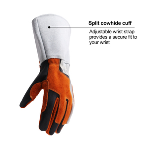 Gants de soudeur à manchette longue en daim de vachette renforcé, résistants aux coupures et aux hautes températures, ignifuges - Product Image 3