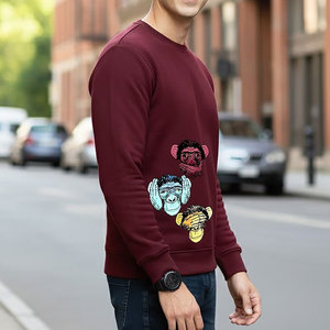 Sweat-shirt d'hiver de haute qualité pour homme, col rond, streetwear, avec logo personnalisé brodé ou appliqué, en coton épais, épaules tombantes - Product Image 5