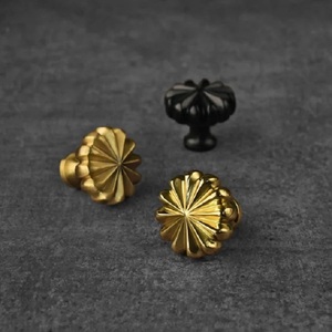 Classic <b>Brass</b> Cabinet <b>Knob</b> Traditional Flower Design Durable Furniture Handle for Storage Closet Drawer Universal Gold Finished - Product Image 6