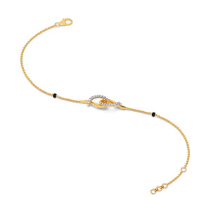 Bracelet en diamants ovales entrelacés avec chaîne en or jaune et accent latéral en pierre noire - Product Image 2