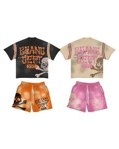 เสื้อยืดโอเวอร์ไซส์ทรงหลวมพร้อมกางเกงขาสั้นเข้าชุด ชุดสตรีทแวร์สั่งทำพิเศษสำหรับผู้ชาย แฟชั่นแนวสตรีท ดีไซน์ OEM เสื้อผ้าระบายอากาศได้ดี - Product Image 6