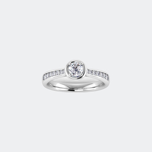 Bague solitaire ronde 0,55 CTW - Monture demi-cannelée - Product Image 5