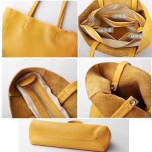 Sac fourre-tout en cuir véritable grande capacité pour femme, sac à main à bandoulière en cuir véritable, sac de travail, sac de shopping avec logo personnalisé - Product Image 4