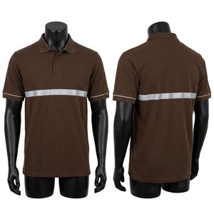 Camisa de Seguridad Reflectante de Manga Corta Color Caqui para Hombre, de Secado Rápido, Transpirable, para Trabajo, Tejido de Lona, Poliéster/Algodón - Product Image 3