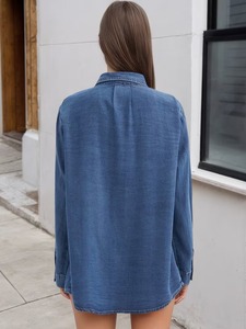 Chemise en jean à manches longues pour femmes, chemise décontractée à boutons - Product Image 5