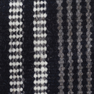 Tapis en laine tufté à la main noir graphite rayé ivoire, tapis géométrique texturé fait main, antidérapant, écologique, à poils épais pour - Product Image 4