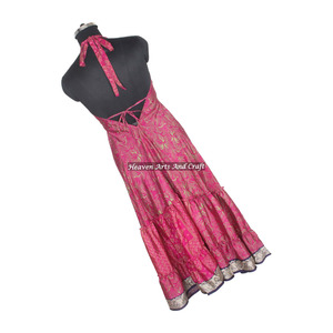 Nuevo Vestido de Seda Sari para Mujer, Compra en Línea Directamente del Fabricante, Vestido de Noche Elegante sin Mangas para Damas - Product Image 4