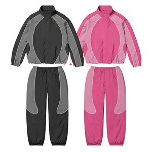 2025 hommes deux pièces ensemble Vintage fermeture éclair survêtement poids lourd bande réfléchissante Sublimation coupe-vent Nylon survêtements - Product Image 5