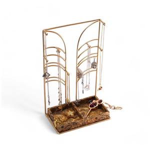 Expositor de Joyería Metálico con Bandeja de Tela, Organizador de Collares, Cadenas y Colgantes, Soporte Decorativo para Joyas - Product Image 1