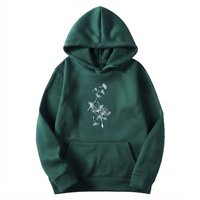 Nouvel ensemble de survêtement vert à capuche pour homme avec broderie pissenlit, manches longues, tenue décontractée d'automne, pantalon uni à cordon de serrage