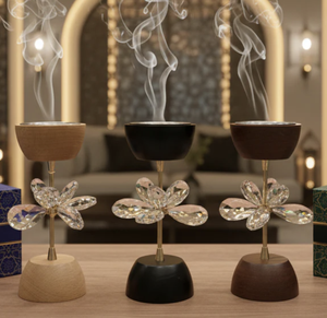 Quemador de Incienso de Madera con Esencia de Cristal, Hecho a Mano, de Nogal, con Flor de Cristal, Decorativo para el Hogar, Aroma Oud Mubkhara - Product Image 4