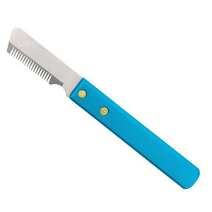 Couteau de toilettage professionnel pour animaux de compagnie, acier inoxydable, manche bleu, outil manuel pour le soin des oreilles des chiens et des chats - Product Image 1
