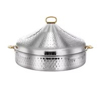 Couvercle de tagine en acier inoxydable martelé au design classique, diamètre 33 cm, plat de service de luxe écologique et durable pour buffet