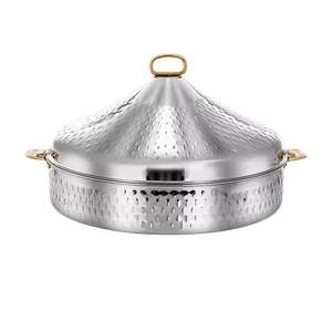 Cazuela de Acero Inoxidable Martillado con Tapa, Plato de Servicio de Lujo para Buffet y Catering - Product Image 1