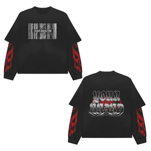 Custom Logo DTG Print Double Sleeve <b>Shirt</b> Vintage <b>Shirt</b> 100% Cotton 300gsm Oversize <b>Thermal</b> Long Sleeve Streetwear <b>Shirt</b> - Product Image 1