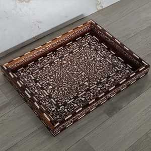 Premium Artisan Bone Inlay Round Vanity Organizer <b>Tray</b> with Intricate Geometric Inlay Pattern for Jewelry, <b>Perfume</b>, Cosmetics - Product Image 5