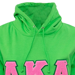   Sweat-shirt à capuche vert pomme avec lettres en chenille pour femme, pull en molleton doux à manches longues, décontracté, streetwear, hiver - Product Image 5