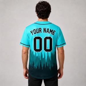 เสื้อเบสบอลผู้ชายแบบกำหนดเอง Yourteams 00 แขนสั้นแบบซับลิเมชั่นติดกระดุมด้านหน้า ระบายความชื้นได้ดี - Product Image 3