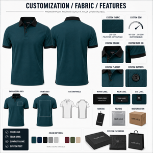 <b>Men's</b> Dark <b>Green</b> Cotton Pique <b>Polo</b> <b>Shirt</b> Short Sleeve Solid Color Casual Button Down Design Breathable Knitted Regular Fit <b>Shirt</b> - Product Image 5