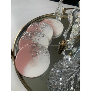 Posavasos de resina hechos a mano con purpurina y borde elegante | Drinkware Decoración de mesa moderna Juego de accesorios de resina artística - Product Image 5