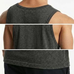 Débardeur de sport pour homme gris anthracite chiné, sans manches, pour entraînement, vêtement de fitness minimaliste en coton/bambou à séchage rapide, vente en gros - Product Image 6