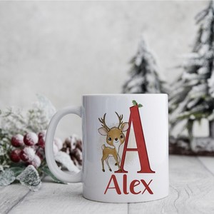 White Ceramic <b>Christmas</b> Name Mug Personalized Initial Cute Design Dishwasher Safe <b>Gift</b> <b>Box</b> Holiday <b>Gift</b> for Kids and Family - Product Image 4