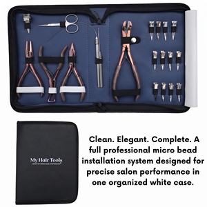 Kit d'outils pour extensions capillaires de salon : Pince à micro-perles, Pince de dépose, Coupe-keratine, Outil d'ouverture et de fermeture pour extensions à bandes, Ciseaux à boucles et crochets - Product Image 4