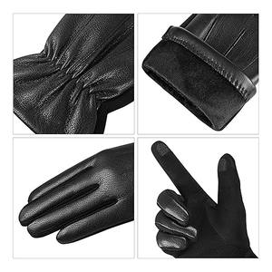 Gants d'hiver en cuir pour hommes, gants de conduite chauds doublés de polaire pour écran tactile - Product Image 2