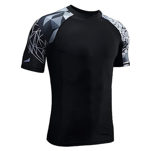 High Quality Men <b>Compression</b> T <b>Shirt</b> Rash Guard Short Sleeve Swim <b>Shirt</b> UV Protection OEM Bulk Supplier - Product Image 2