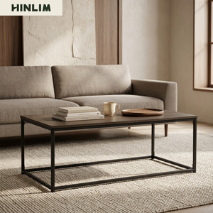 Minimalist <b>Coffee</b> <b>Table</b> Wood Top Metal Frame Living Room Furniture Durable Design Large Rectangular Design - Product Image 3