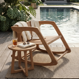 Silla de Madera de Teca Moderna para Exteriores, Sillón de Madera para Patio, Diseño Personalizado, Muebles de Madera Sólida - Product Image 1