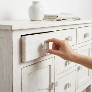 Poignées de meubles carrées en fonte Ba, design moderne blanc vieilli pour cuisine, salle de bain, salon - Product Image 4