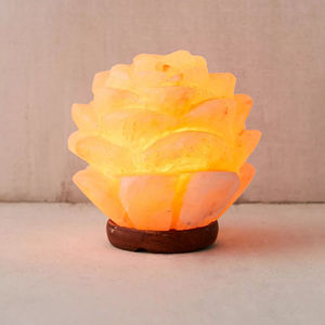 Lampe de sel de l'Himalaya naturelle pure, panier en bois, motif floral, artisanale, éclairage rocheux, décoration de chambre, favorise le bien-être - Product Image 2